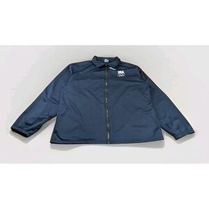 USA Olympic Jacket Vintage Men's XXL 2XL Made In USA Blue Track Full Zip